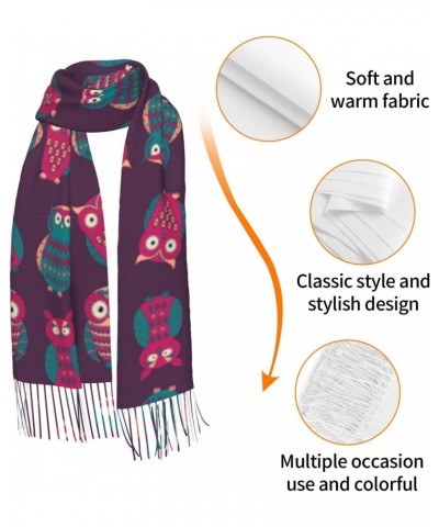 Cute Animal Owl Print Tassel Scarf Wraps Fashion Fringed Scarves Classic Winter Warm Shawl Scarf Gifts $11.19 Scarves