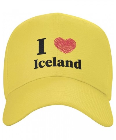 I Love Iceland Baseball Cap Adjustable for Men Women Hat Truck Driver Hats Yellow $13.02 Baseball Caps