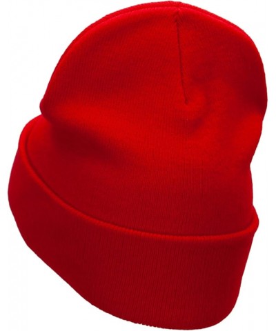 Moon De Los Muertos Embroidered 12 Inch Long Knitted Beanie Red $19.69 Skullies & Beanies