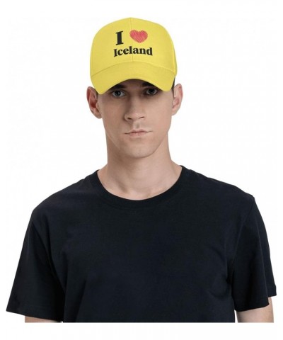 I Love Iceland Baseball Cap Adjustable for Men Women Hat Truck Driver Hats Yellow $13.02 Baseball Caps