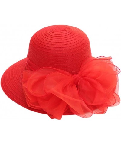 Women's Church Fascinator Bridal Tea Party Wedding Hat Hats for Men Outdoors Red-10 $8.51 Sun Hats