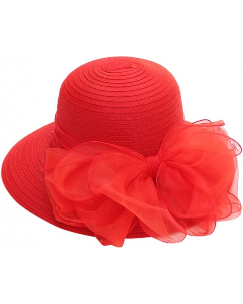 Women's Church Fascinator Bridal Tea Party Wedding Hat Hats for Men Outdoors Red-10 $8.51 Sun Hats