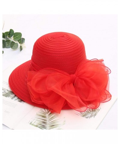 Women's Church Fascinator Bridal Tea Party Wedding Hat Hats for Men Outdoors Red-10 $8.51 Sun Hats