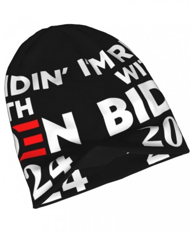 Ridin with Biden - 2024 Election Beanie Hat Men Women Stretch Slouchy Warm Skull Knit Beanies Cap for Winter Black $13.13 Sku...