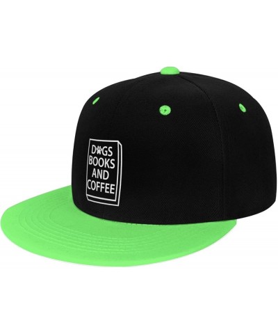 Dogs Books and Coffee Snapback Hat for Men Women Baseball Cap Trucker Flat Bill Hats Dad Caps Green $14.54 Baseball Caps