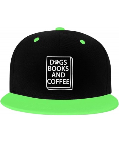 Dogs Books and Coffee Snapback Hat for Men Women Baseball Cap Trucker Flat Bill Hats Dad Caps Green $14.54 Baseball Caps