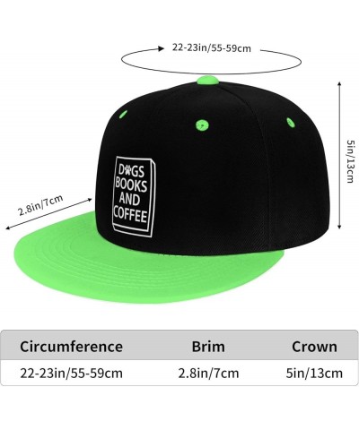 Dogs Books and Coffee Snapback Hat for Men Women Baseball Cap Trucker Flat Bill Hats Dad Caps Green $14.54 Baseball Caps