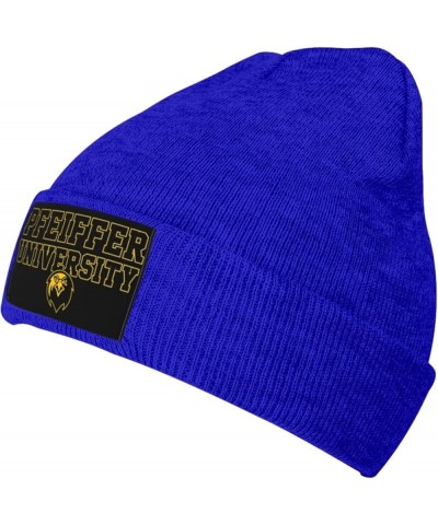 Pfeiffer University Logo Stretch Knit Hat for Men Women Winter Warm Cap Blue $7.08 Skullies & Beanies