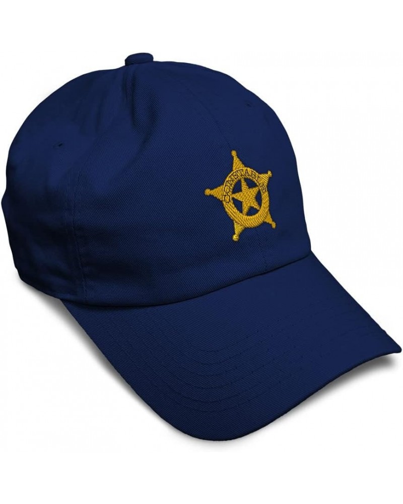 Soft Baseball Cap Constable Police B Embroidery Police Officer Cotton House Roof Dad Hats for Men & Women Navy Design Only $1...