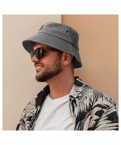 Vampire Mouth with Sharp Fangs Bucket Hat for Men Women Outdoor Washed Cotton Sun Hats Travel Beach Hat Gray $14.35 Bucket Hats