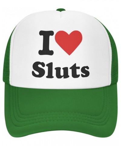 I Love Sluts Trucker Hat Men Mesh Baseball Cap Baseball Hats Women Sun Hat Dad Cap Fishing hat Black Green $10.23 Baseball Caps