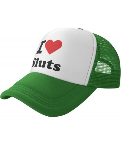 I Love Sluts Trucker Hat Men Mesh Baseball Cap Baseball Hats Women Sun Hat Dad Cap Fishing hat Black Green $10.23 Baseball Caps