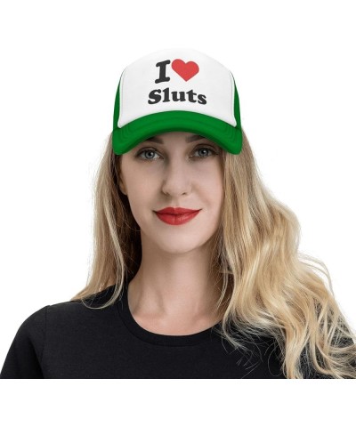 I Love Sluts Trucker Hat Men Mesh Baseball Cap Baseball Hats Women Sun Hat Dad Cap Fishing hat Black Green $10.23 Baseball Caps