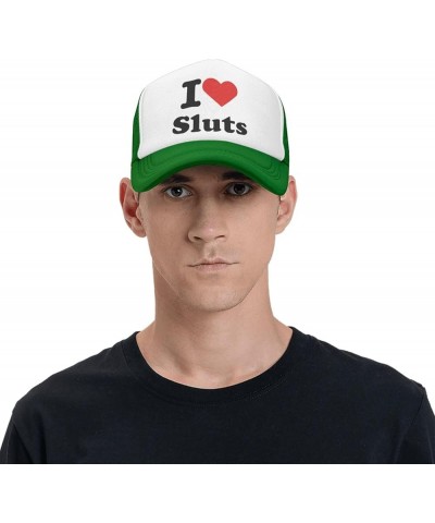 I Love Sluts Trucker Hat Men Mesh Baseball Cap Baseball Hats Women Sun Hat Dad Cap Fishing hat Black Green $10.23 Baseball Caps