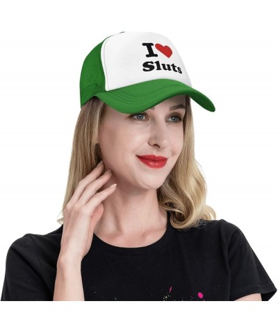 I Love Sluts Trucker Hat Men Mesh Baseball Cap Baseball Hats Women Sun Hat Dad Cap Fishing hat Black Green $10.23 Baseball Caps