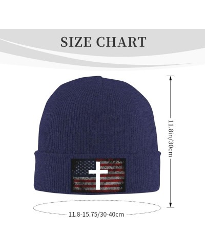 Cross on Black Cozy Knitted Hat for Winter - Warm Comfort Black Navy Blue $14.86 Skullies & Beanies