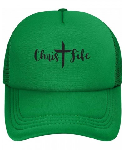 Christ Life, Cross, Christian, Jesus, Believe, God Trucker Hat Mesh Baseball Cap Men Ponytail Hat Women Dad Hat Black Green $...