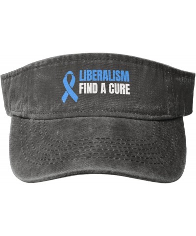 Liberalism Find A Cure Men's and Women' Sport Sun Visor Hats Adjustable Empty Top Baseball Cap Denim Cap Black Deep Heather $...