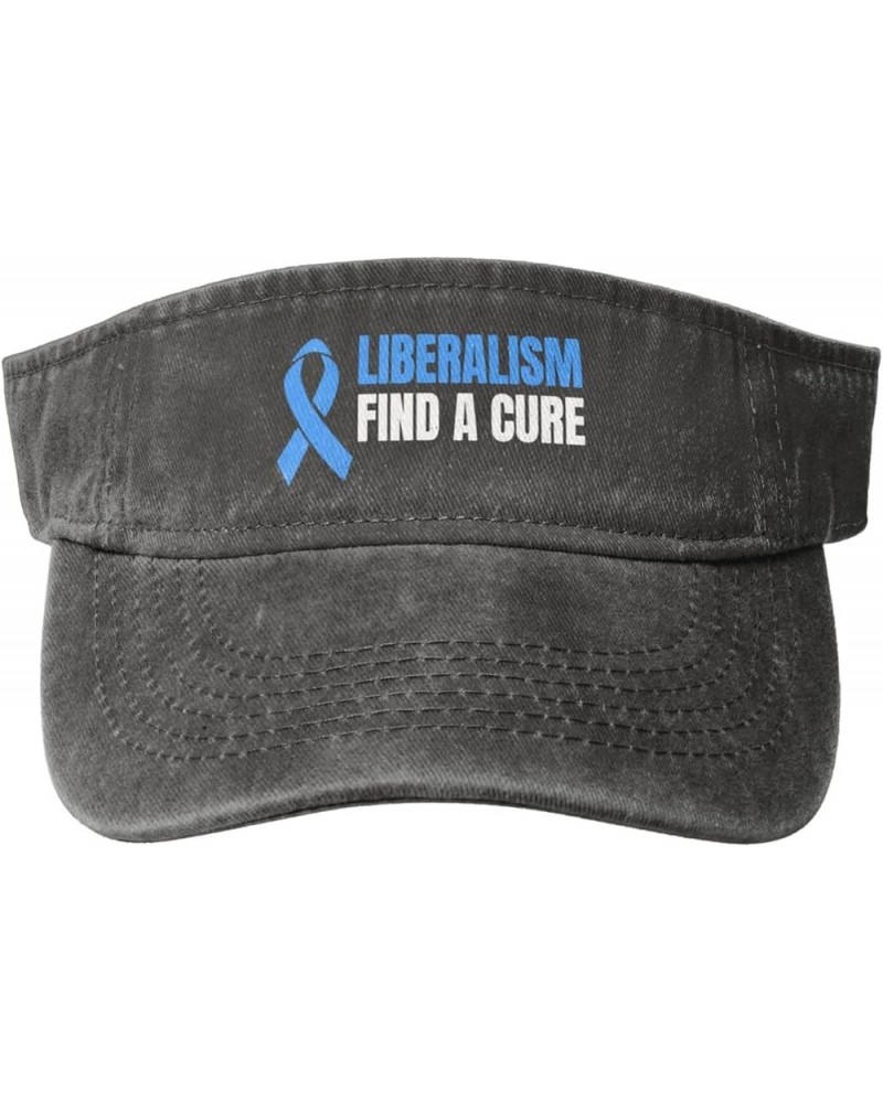 Liberalism Find A Cure Men's and Women' Sport Sun Visor Hats Adjustable Empty Top Baseball Cap Denim Cap Black Deep Heather $...