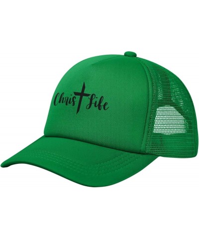 Christ Life, Cross, Christian, Jesus, Believe, God Trucker Hat Mesh Baseball Cap Men Ponytail Hat Women Dad Hat Black Green $...