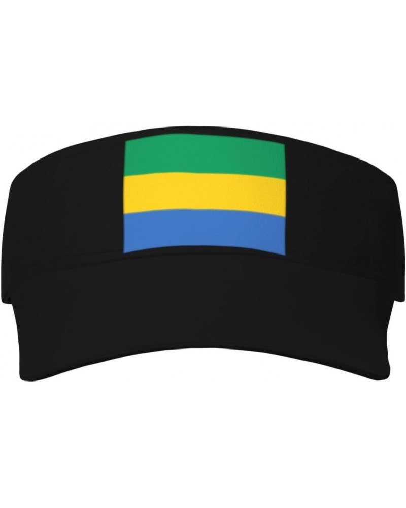 Gabon Flag Unisex Sun Visor Cap - Ultimate UV Protection for Stylish Outdoor Fun! Black $11.66 Visors