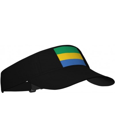 Gabon Flag Unisex Sun Visor Cap - Ultimate UV Protection for Stylish Outdoor Fun! Black $11.66 Visors