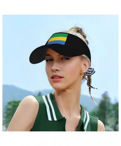 Gabon Flag Unisex Sun Visor Cap - Ultimate UV Protection for Stylish Outdoor Fun! Black $11.66 Visors