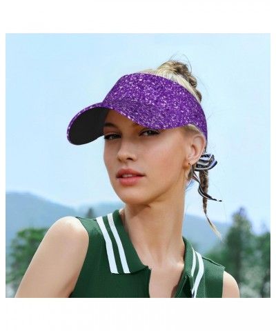 Glitter Purple Visor Hats for Women Adult Unisex Tennis Golf Sun Hat Adjustable Summer Outdoor Sports Ultraviolet Protection ...