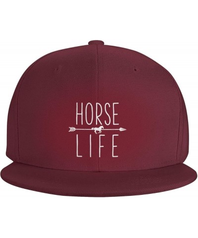 Men Women Adjustable Baseball Caps, Love Horses Unisex Plain Hats Vintage Trucker Dad Cap Black Dark Red $11.88 Baseball Caps