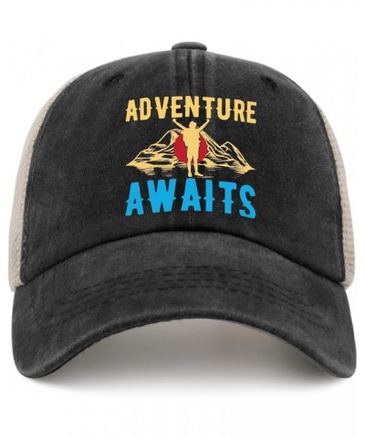 Cowboy hat Men air arm Man Mountain Adventure Awaits Womens Baseball hat Men's hat Gifts for Grandma Golf Cap Allblack $10.79...