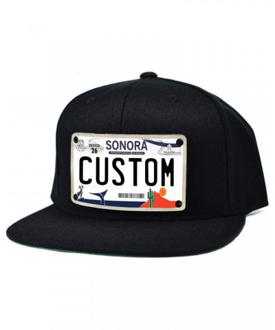 Custom Sonora License Plate Snapback Hat Black $19.77 Baseball Caps