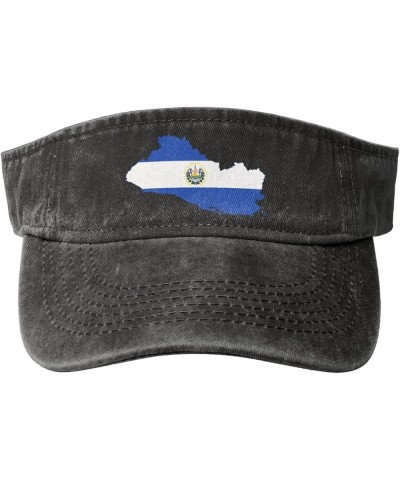 El Salvador Stub Sun Hat Sun Visor Hats for Women Men Baseball Cap Golf Hats Black $10.89 Visors