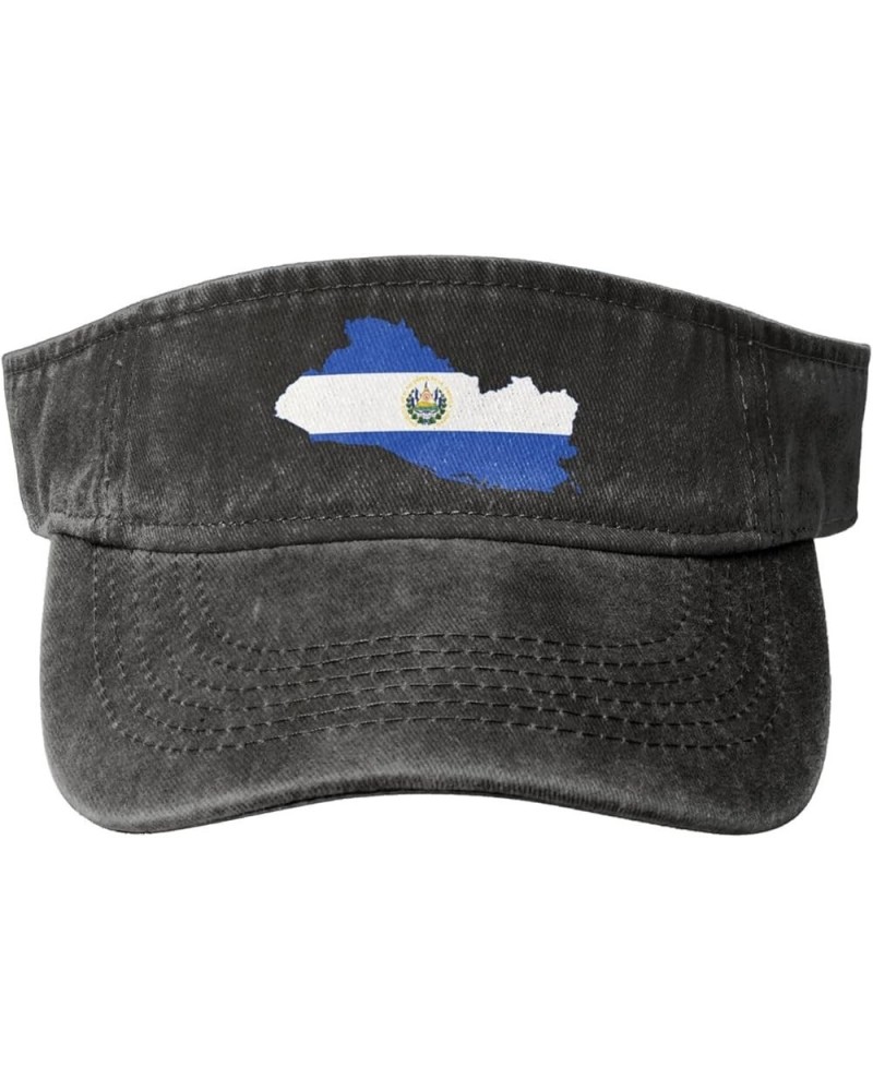 El Salvador Stub Sun Hat Sun Visor Hats for Women Men Baseball Cap Golf Hats Black $10.89 Visors