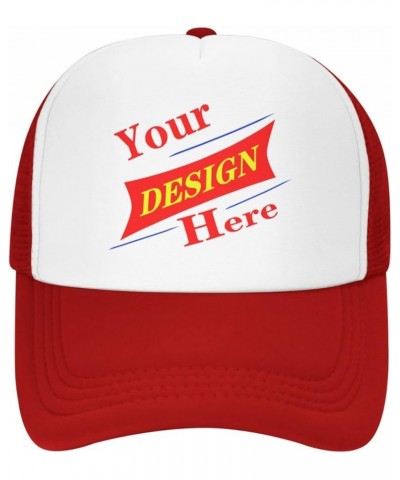 Custom Caps Your Custom Here,Custom Picture Hats,Custom Hat Design Your Own Classic Mens Womens Personalized Baseball Cap Red...