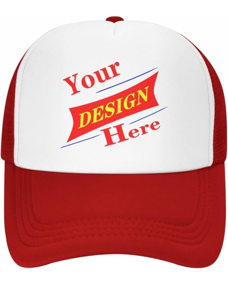 Custom Caps Your Custom Here,Custom Picture Hats,Custom Hat Design Your Own Classic Mens Womens Personalized Baseball Cap Red...