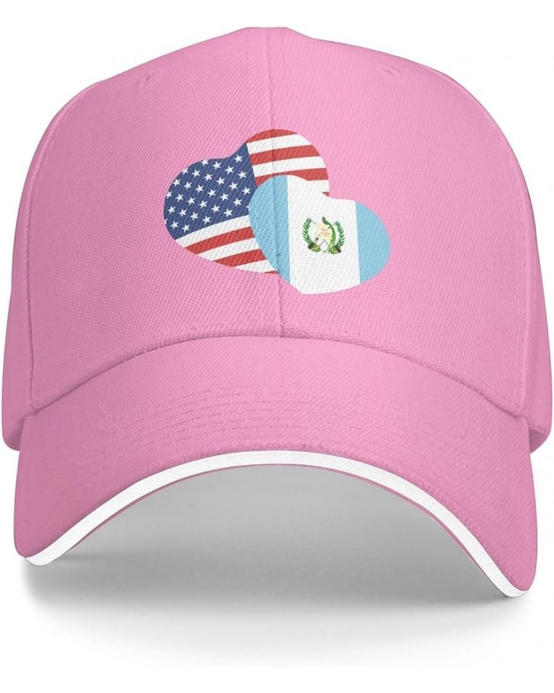 American Guatemala Flag Love Heart Baseball Cap for Men Women Pink $12.59 Baseball Caps