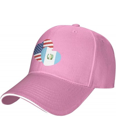 American Guatemala Flag Love Heart Baseball Cap for Men Women Pink $12.59 Baseball Caps