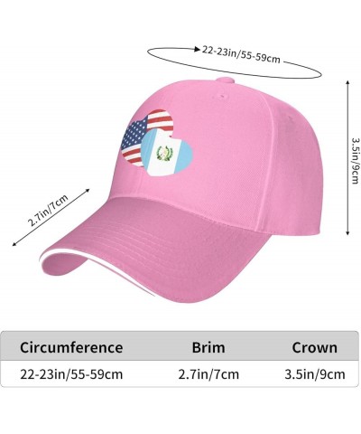 American Guatemala Flag Love Heart Baseball Cap for Men Women Pink $12.59 Baseball Caps