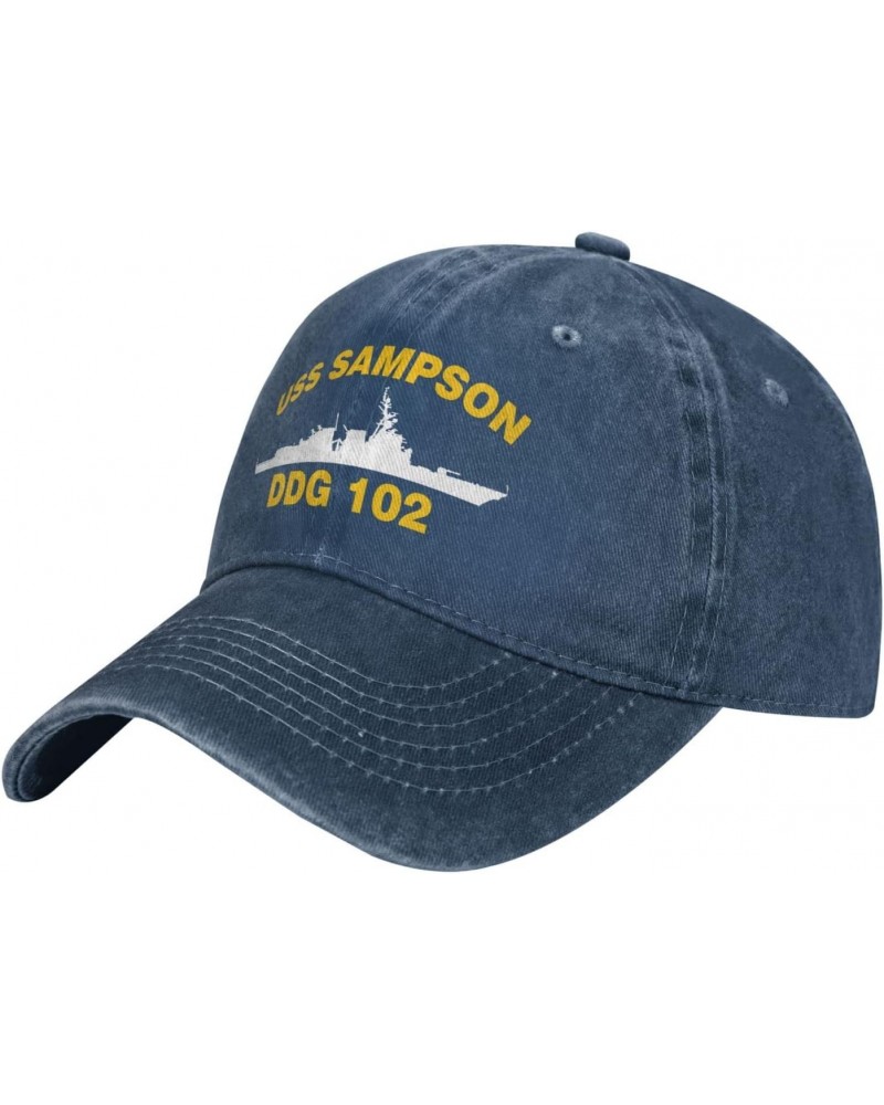 USS Sampson DDG 102 Unisex Baseball Cap Adjustable Dad Hat Denim Hat Trucker Hat $11.72 Baseball Caps