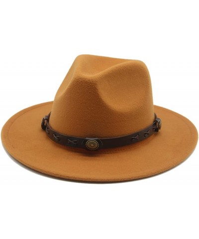 Felted Hats Women Men Western Fedora Hats Band Belt Panamas Hats 58cm Blue $21.64 Fedoras