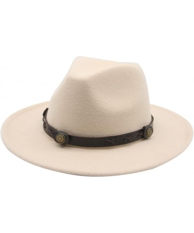 Felted Hats Women Men Western Fedora Hats Band Belt Panamas Hats 58cm Blue $21.64 Fedoras