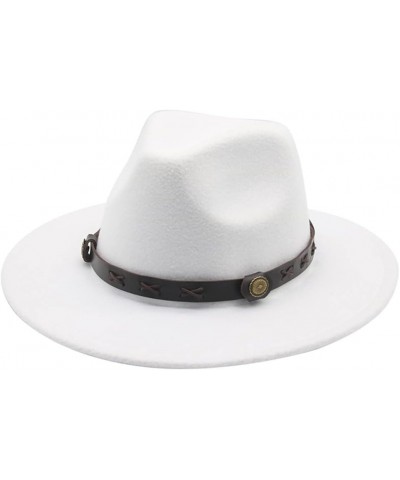 Felted Hats Women Men Western Fedora Hats Band Belt Panamas Hats 58cm Blue $21.64 Fedoras