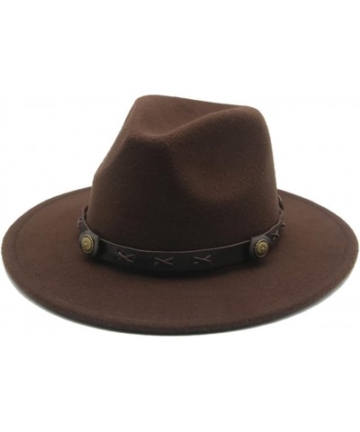 Felted Hats Women Men Western Fedora Hats Band Belt Panamas Hats 58cm Blue $21.64 Fedoras