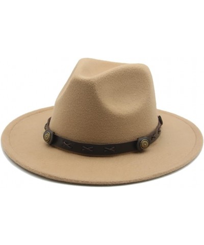 Felted Hats Women Men Western Fedora Hats Band Belt Panamas Hats 58cm Blue $21.64 Fedoras