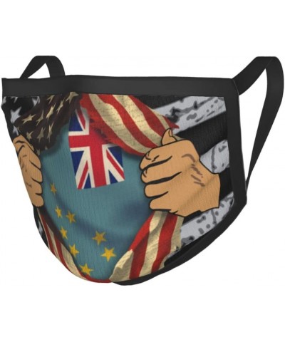 Tuvalu Flag Blood Inside Me Reusable Face Mask Washable Breathable Fabric Face Masks Balaclava for Women Men Black $10.63 Bal...