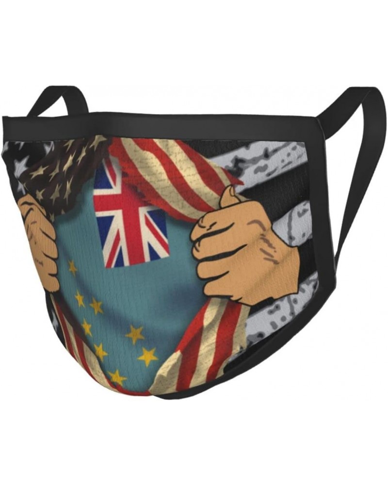 Tuvalu Flag Blood Inside Me Reusable Face Mask Washable Breathable Fabric Face Masks Balaclava for Women Men Black $10.63 Bal...