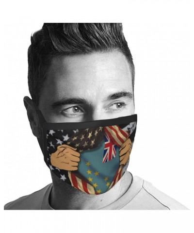 Tuvalu Flag Blood Inside Me Reusable Face Mask Washable Breathable Fabric Face Masks Balaclava for Women Men Black $10.63 Bal...