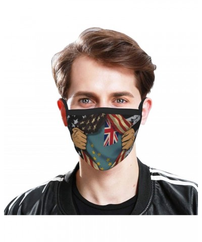 Tuvalu Flag Blood Inside Me Reusable Face Mask Washable Breathable Fabric Face Masks Balaclava for Women Men Black $10.63 Bal...