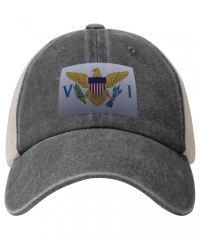 Flag of The United States Virgin Islands Knitting Effect Retro Mesh Baseball Cap Men Women Sport Caps Trucker Hat Deep Heathe...