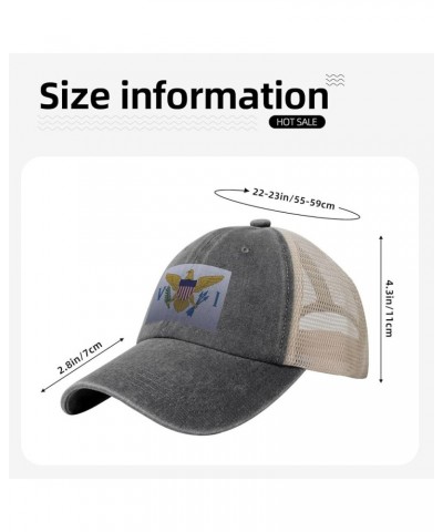 Flag of The United States Virgin Islands Knitting Effect Retro Mesh Baseball Cap Men Women Sport Caps Trucker Hat Deep Heathe...